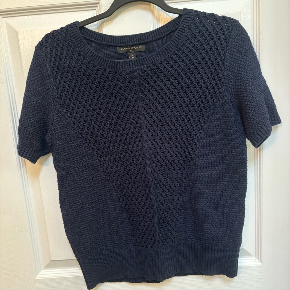 NWOT Banana Republic navy blue kitted sweater. - Picture 6 of 10
